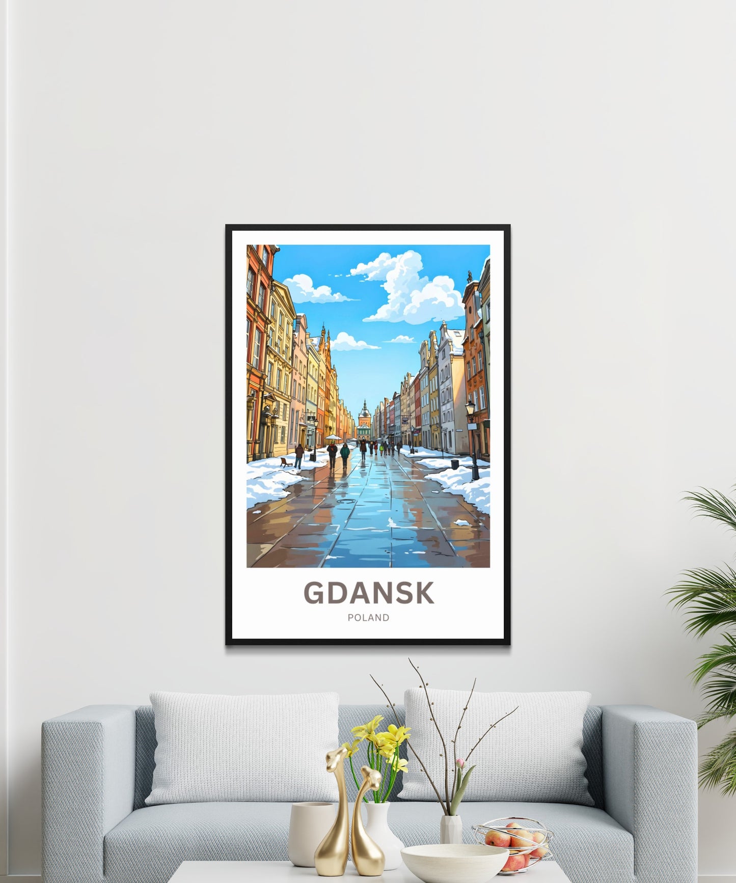 Gdańsk  Travel Poster - Beautiful Winter Street Strolling