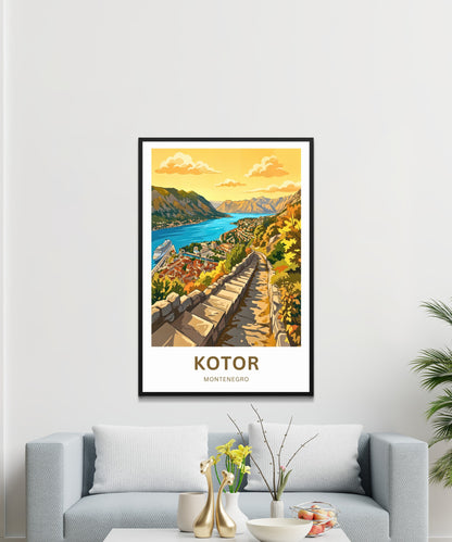 Kotor Travel Poster -   Sunset View