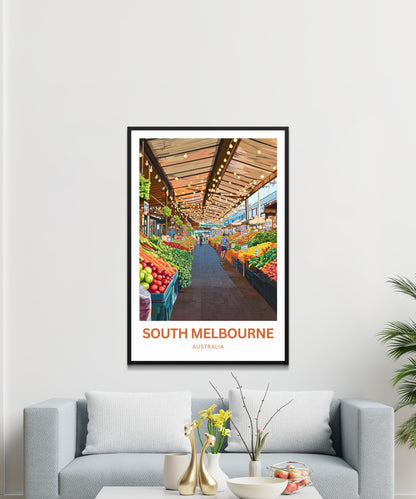 South Melbourne Market Travel Poster  - Australia's famous Market