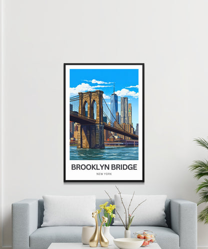 Brooklyn Bridge Travel Poster -  East River Crossing