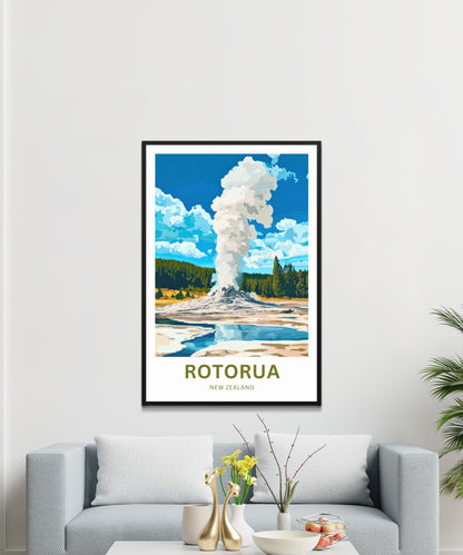 Rotorua Travel Poster - Captivating Geyser,New Zealand