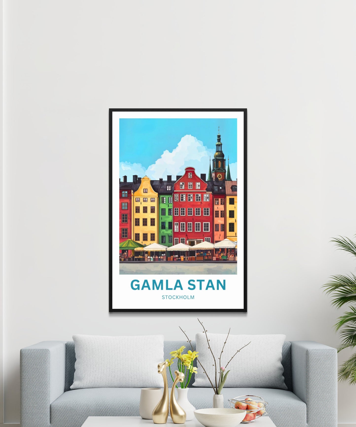 Gamla Stan Travel Poster  -  Iconic Landmark of Stockholm, Sweden