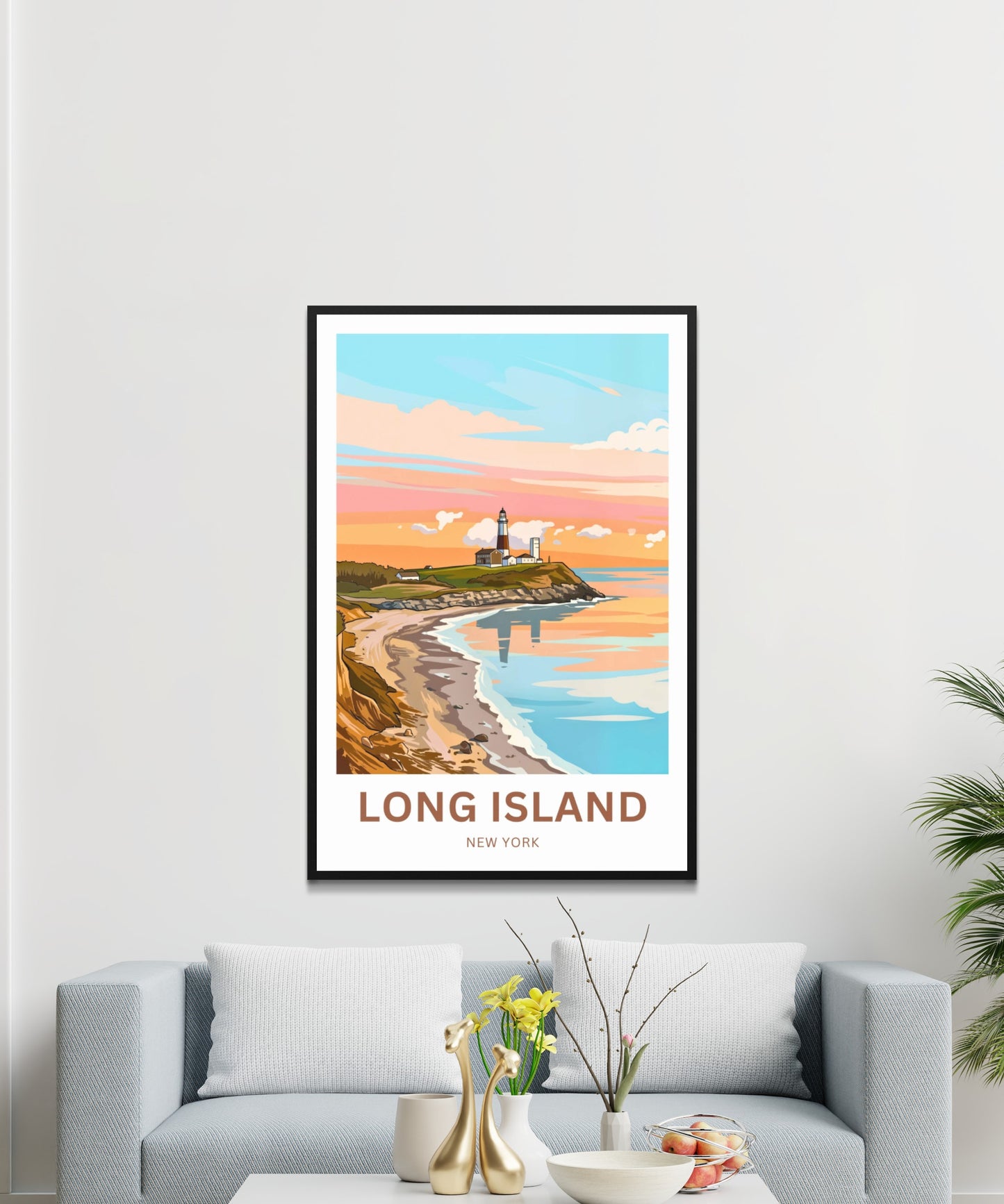 Long Island Travel Poster -  Atlantic Coast Lighthouse