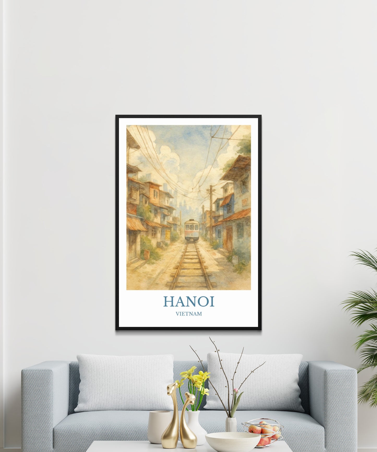 Hanoi, Watercolor design poster, Vietnam Print, Hanoi Wall Art
