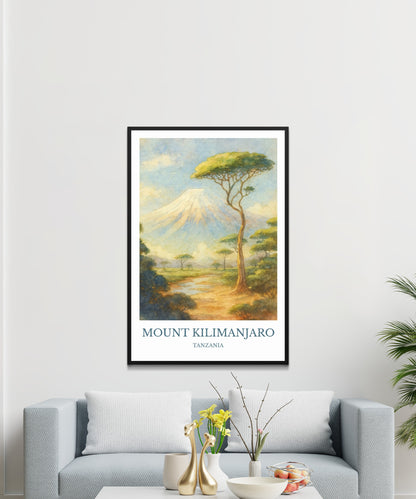 Mount Kilimanjaro, Watercolor design poster, Africa Print, Mount Kilimanjaro Wall Art