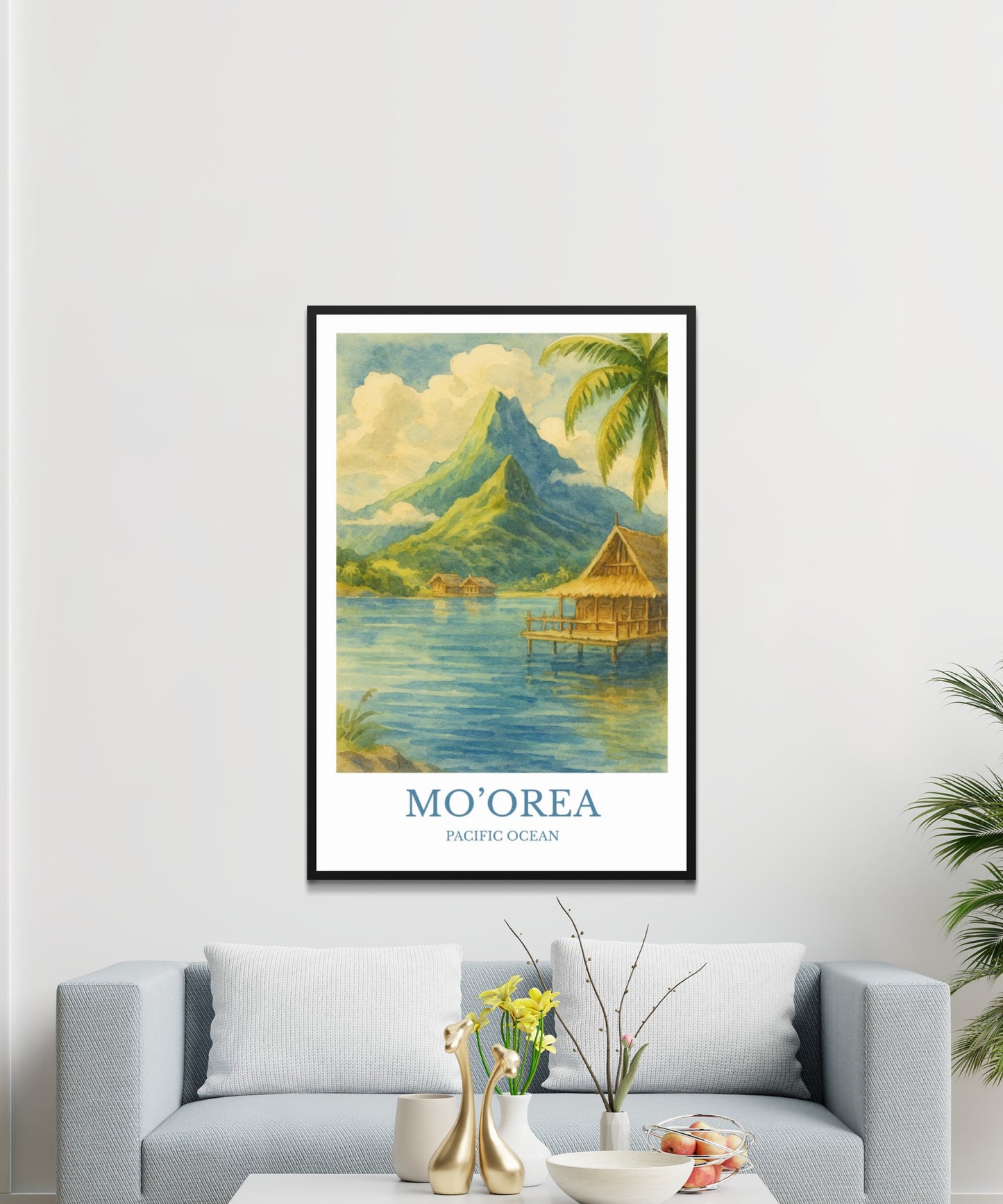 Mo’orea, Watercolor design poster, Pacific Ocean Print, Mo’orea Wall Art