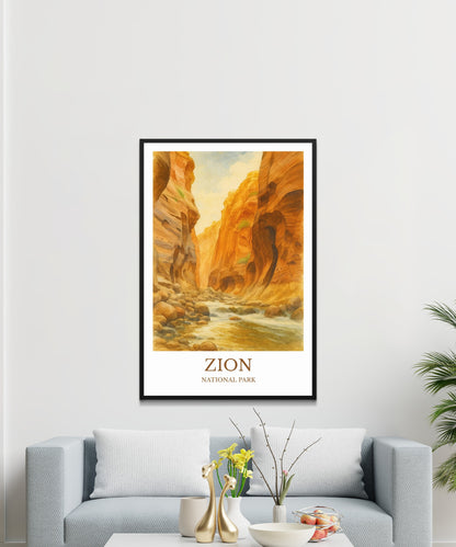 Zion, Watercolor design poster, National Park Print, Zion Wall Art