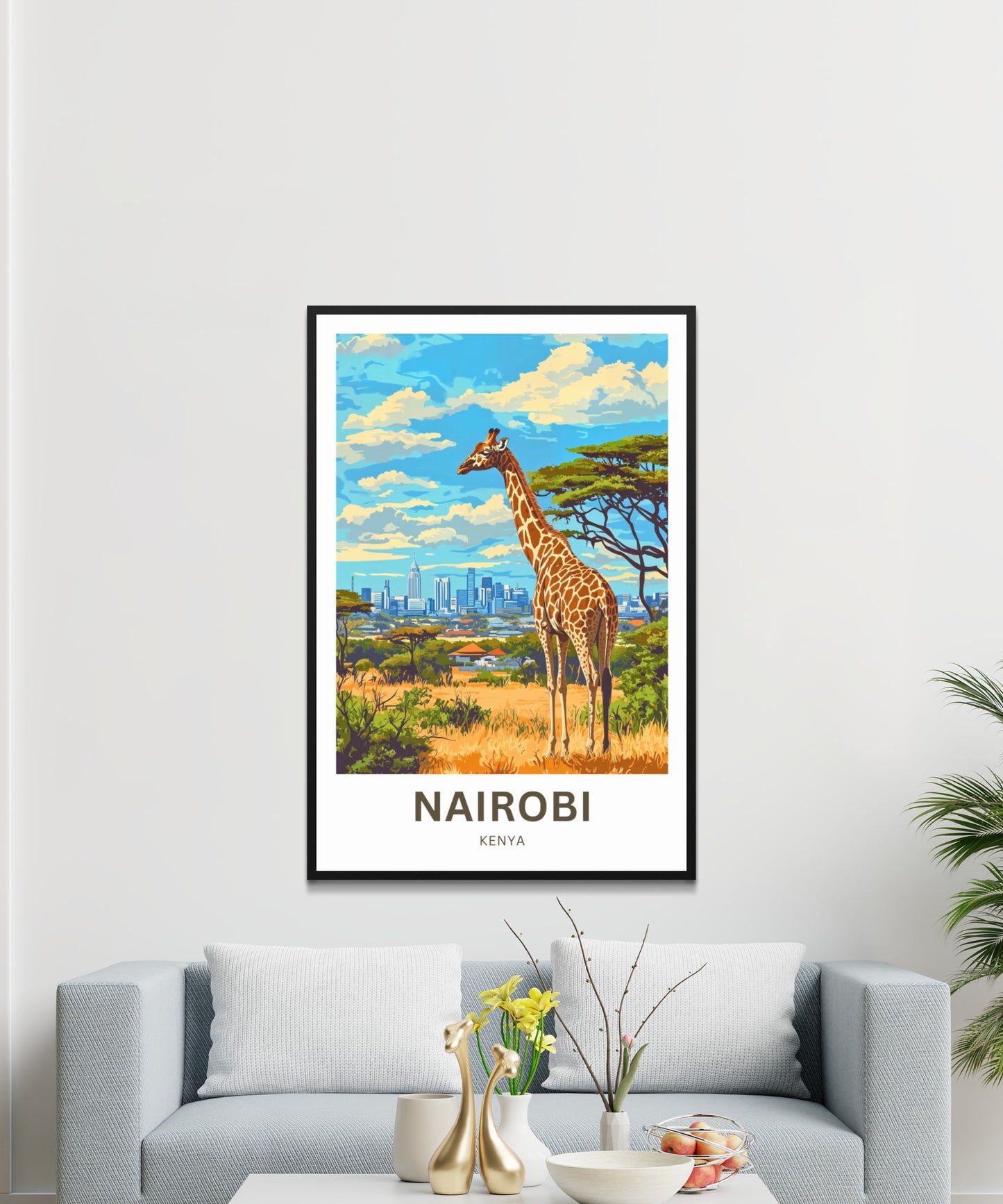 Nairobi Travel Poster - Captivating Zebra and City