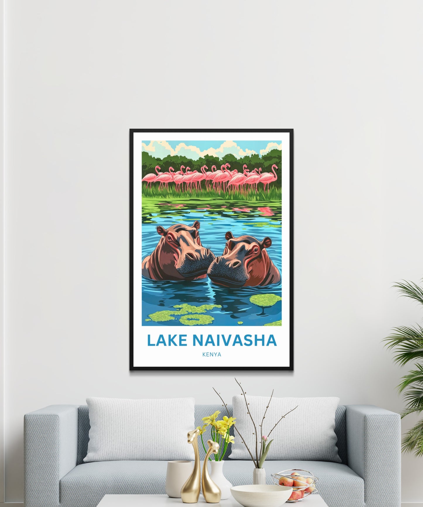 Lake Naivasha Travel Poster - Kenya Land of Hippo