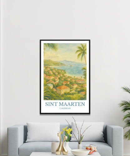 Sint Maarten, Watercolor design poster, Caribbean Print, Sint Maarten Wall Art