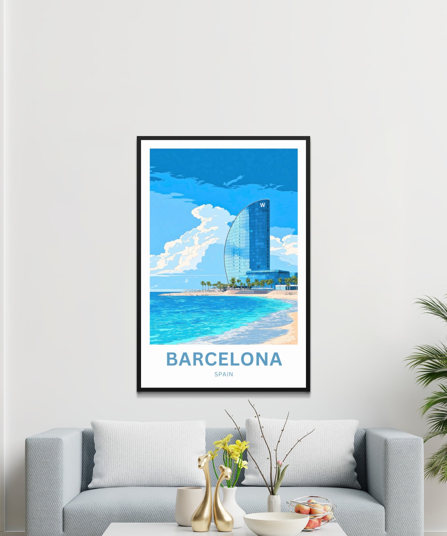 Barcelona Travel Poster  - Captivating Seaside Beach, Spain