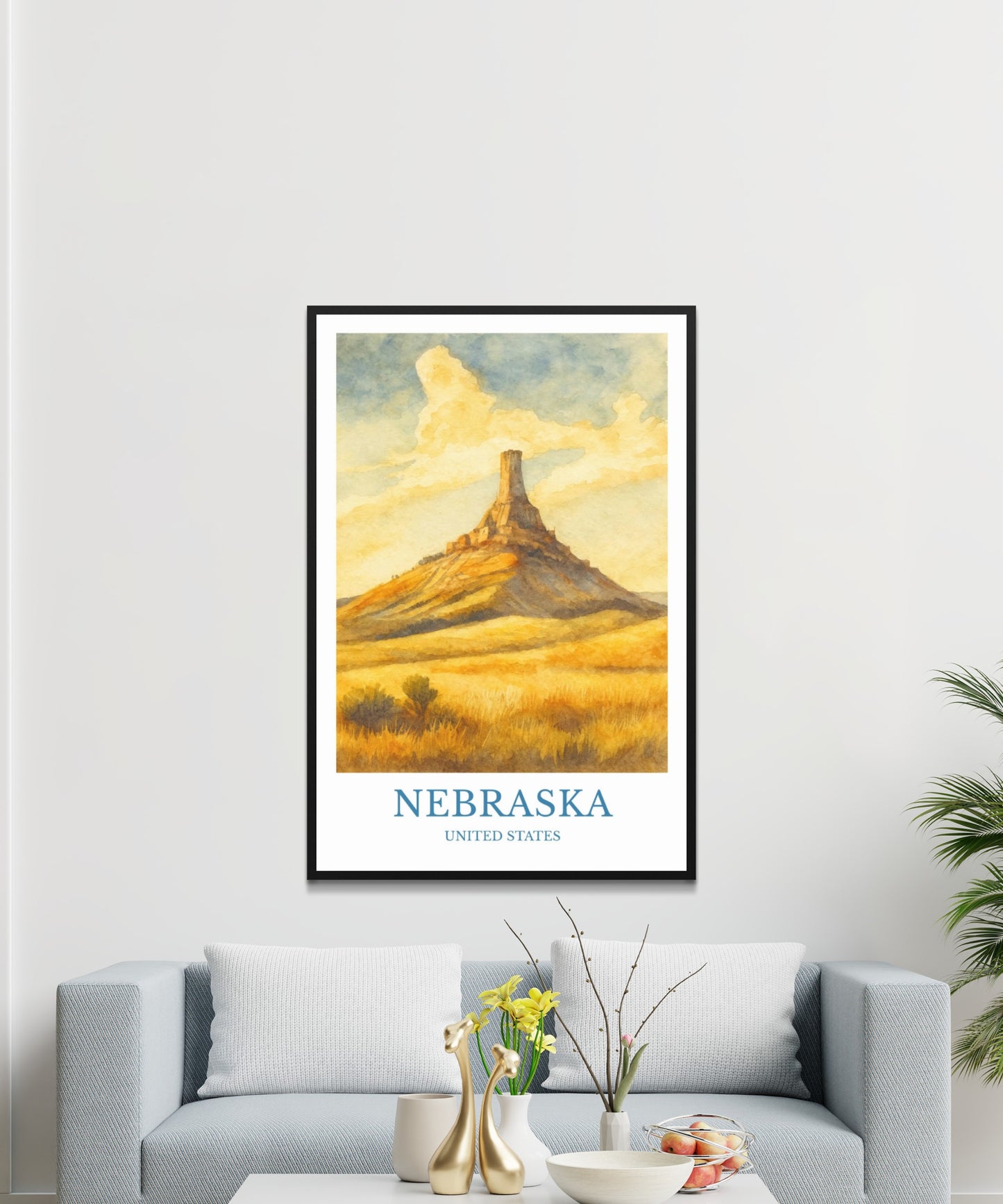 Nebraska, Watercolor design poster, United States Print, Nebraska Wall Art