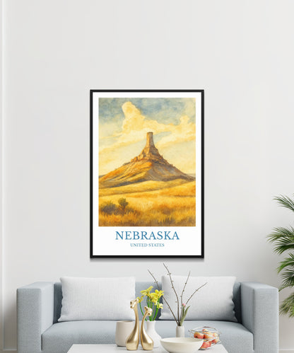 Nebraska, Watercolor design poster, United States Print, Nebraska Wall Art