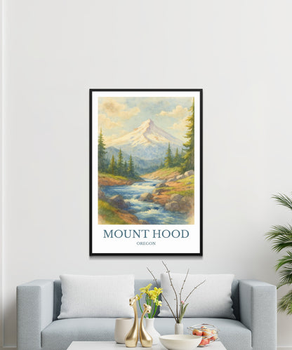 Mount Hood, Watercolor design poster, Oregon Print, Mount Hood Wall Art