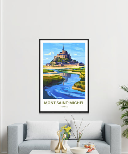 Mont Saint-Michel Travel Poster - The Floating Fortress of France