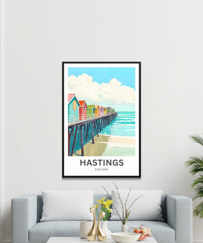 Hastings Travel Poster- Captivating Beach and Pier