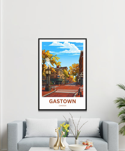 Gastown Travel Poster - Steam Clock Vancouver