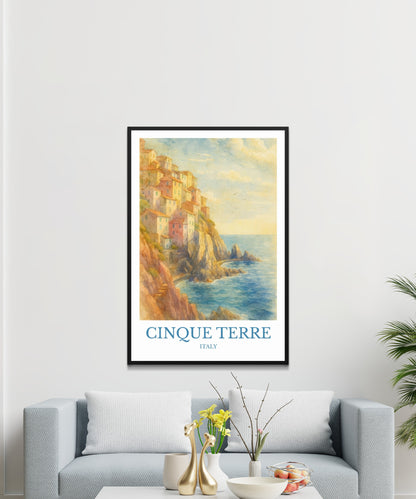 Cinque Terre, Watercolor design poster, Italy Print, Cinque Terre Wall Art