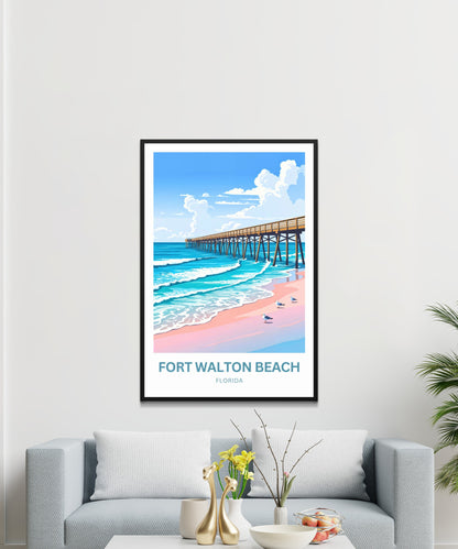 Fort Walton Beach Travel Poster - Coastal Calm & Ocean Charm