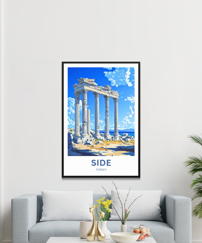 Side, Turkey Travel Poster - Discover Ancient Apollo’s Temple