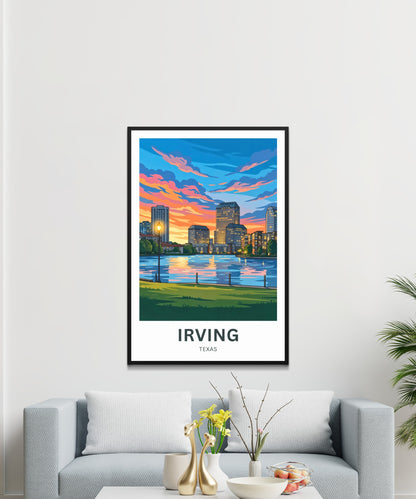 Las Colinas Irving, Texas Travel Poster - Skyline