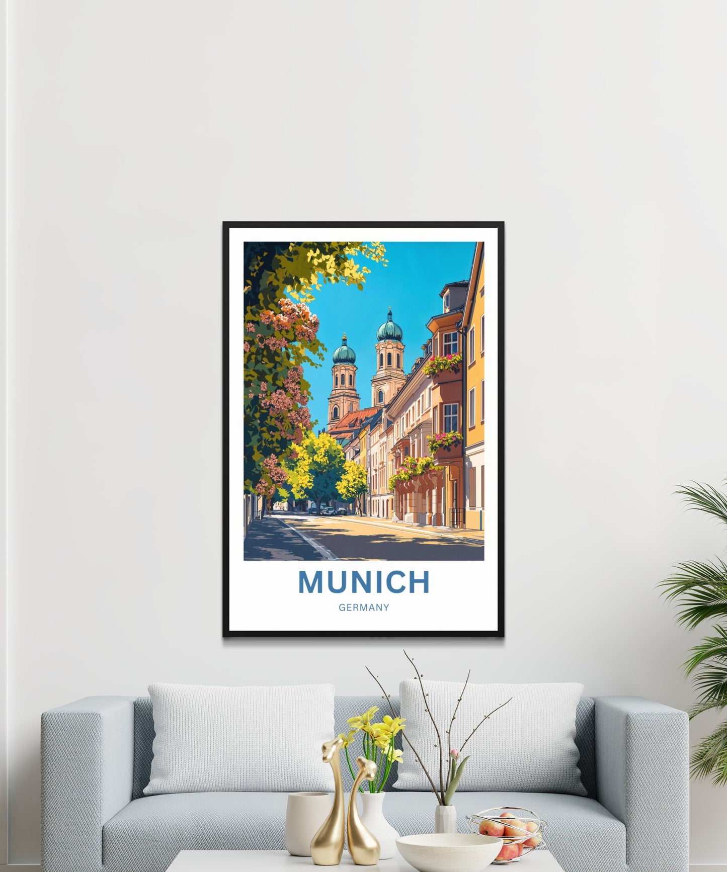 Munich Travel Poster - Charming Street in Munich Germany