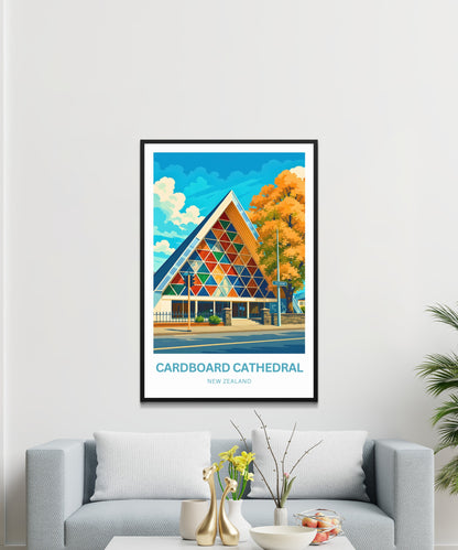 Cardboard Cathedral Travel Poster - Shigeru Ban's Masterpiece