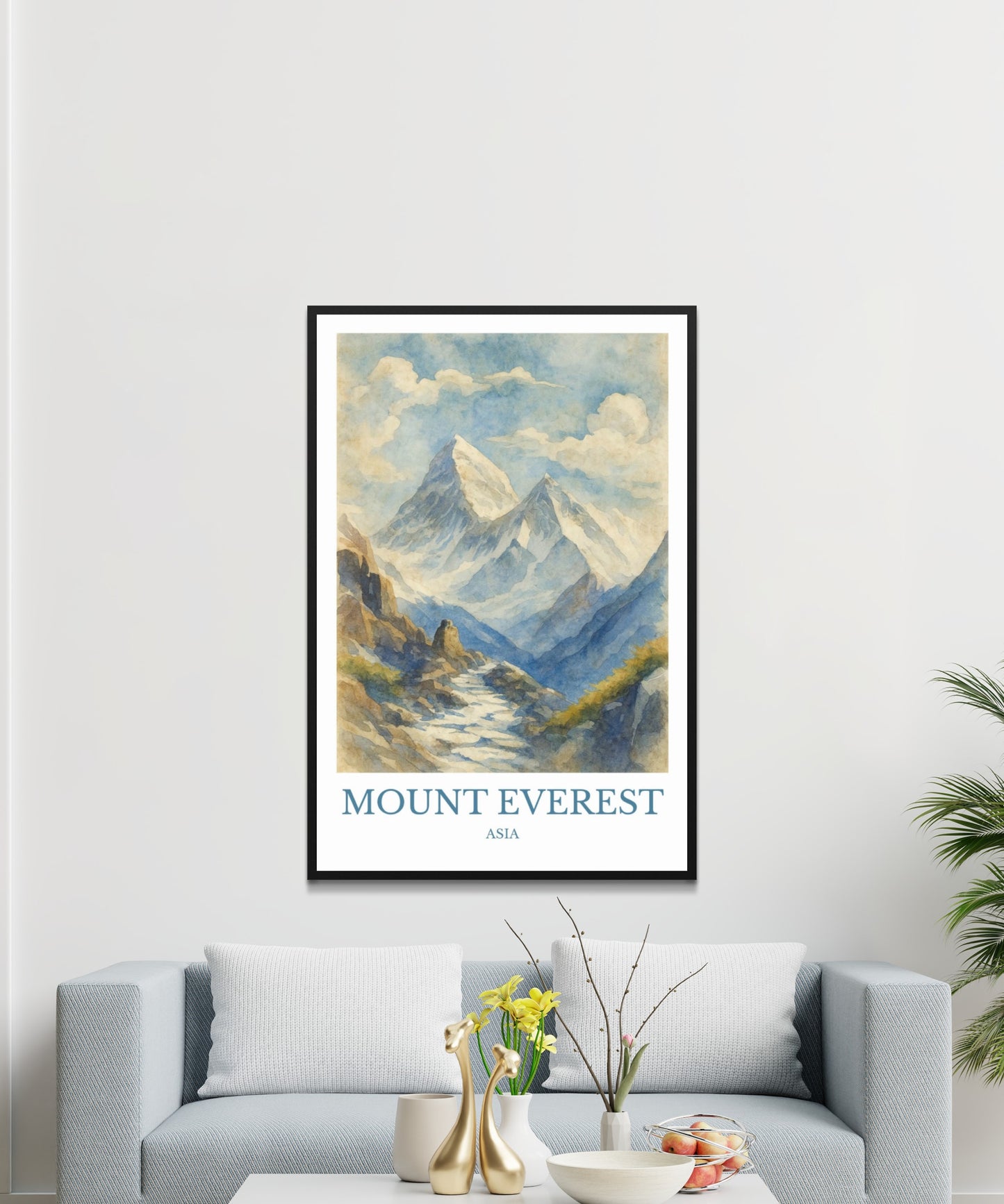 Mount Everest, Watercolor design poster, Asia Print, Mount Everest Wall Art