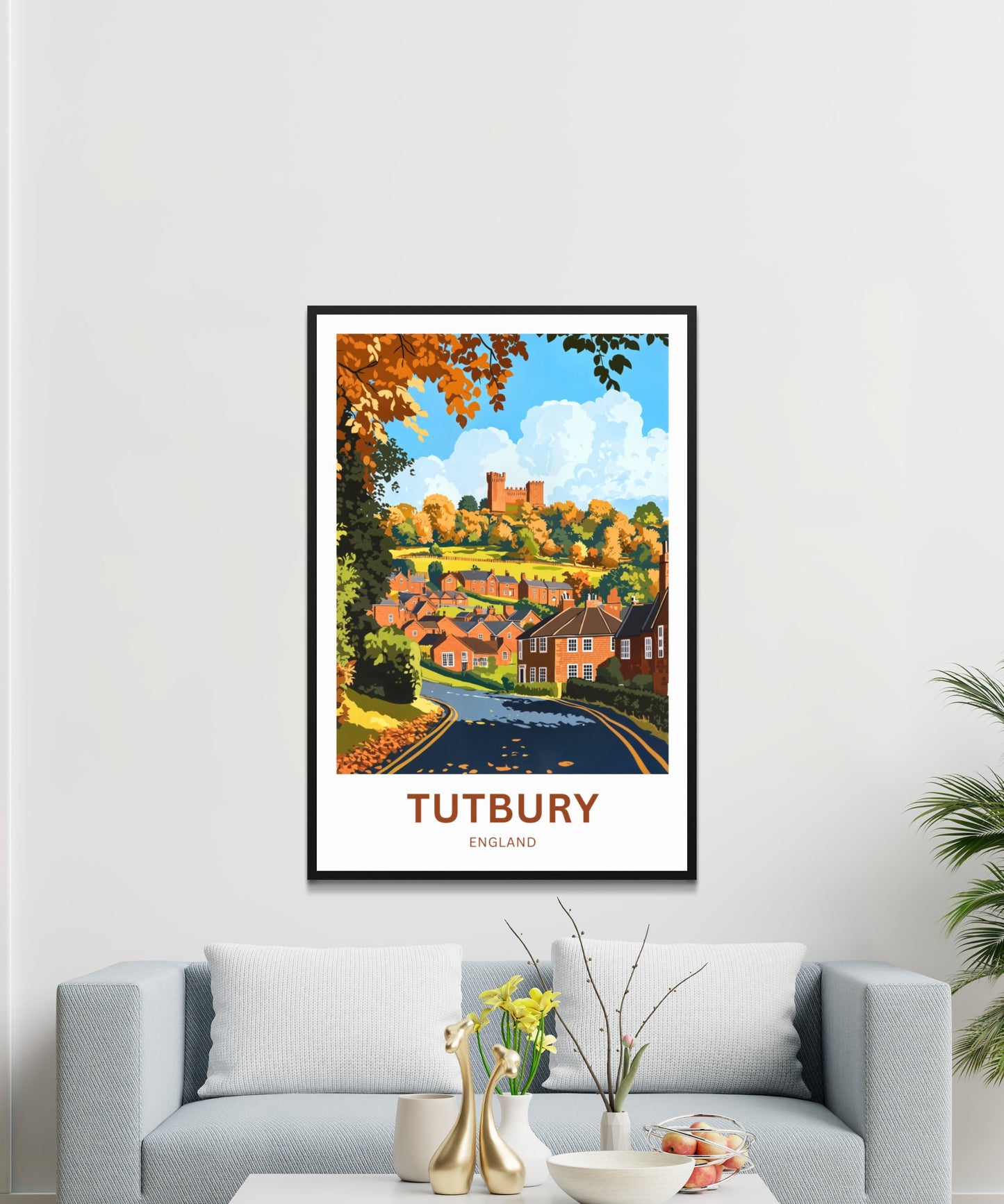 Tutbury Travel Poster - England Castle & Countryside Charm
