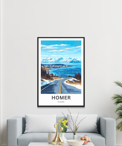 Homer Travel Poster - Captivating View of Alaskan Peaks