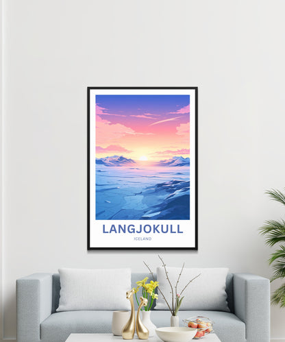 Langjökull Travel Poster - Frozen Majesty