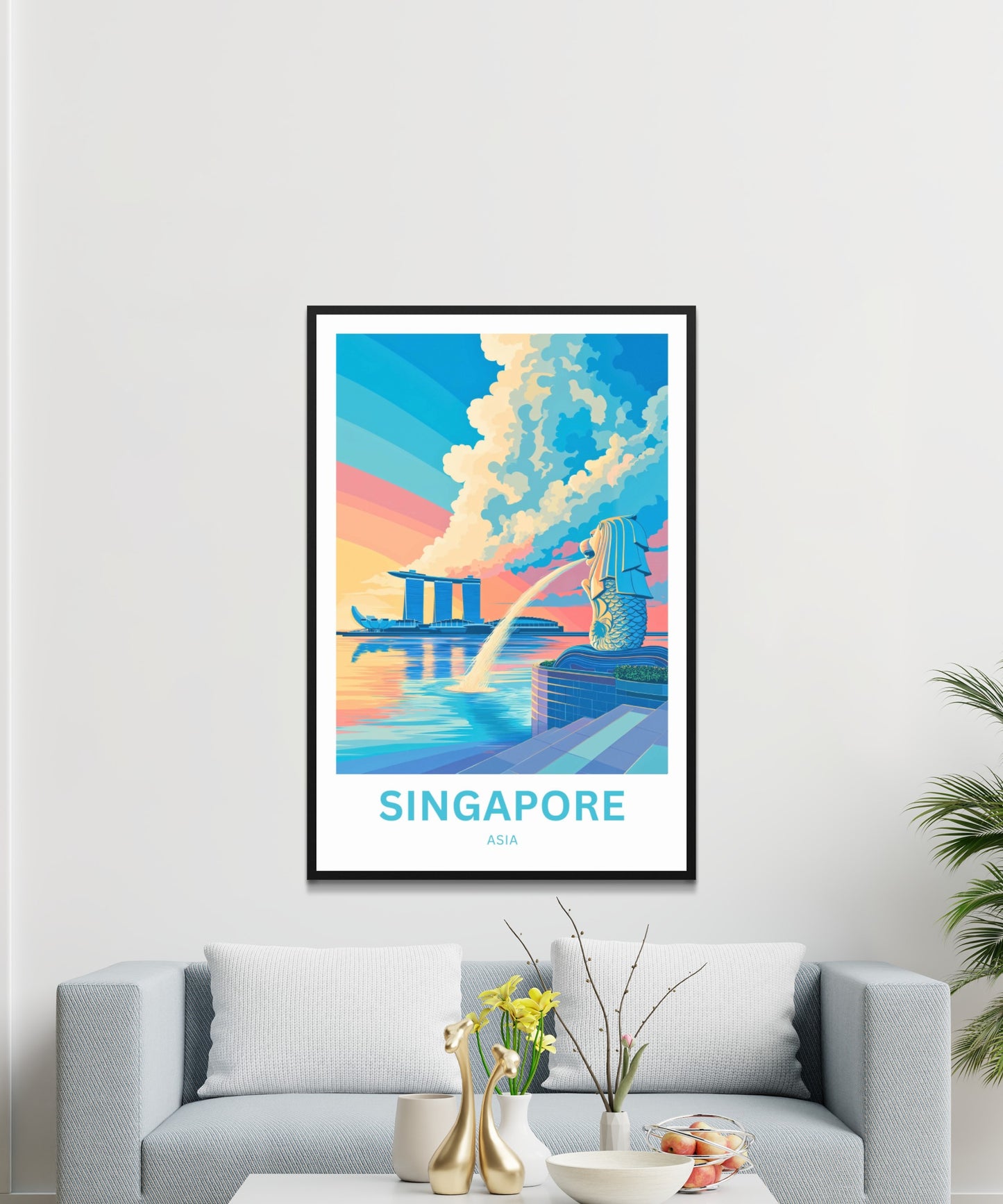 Singapore Travel Poster - The Watchful Merlion