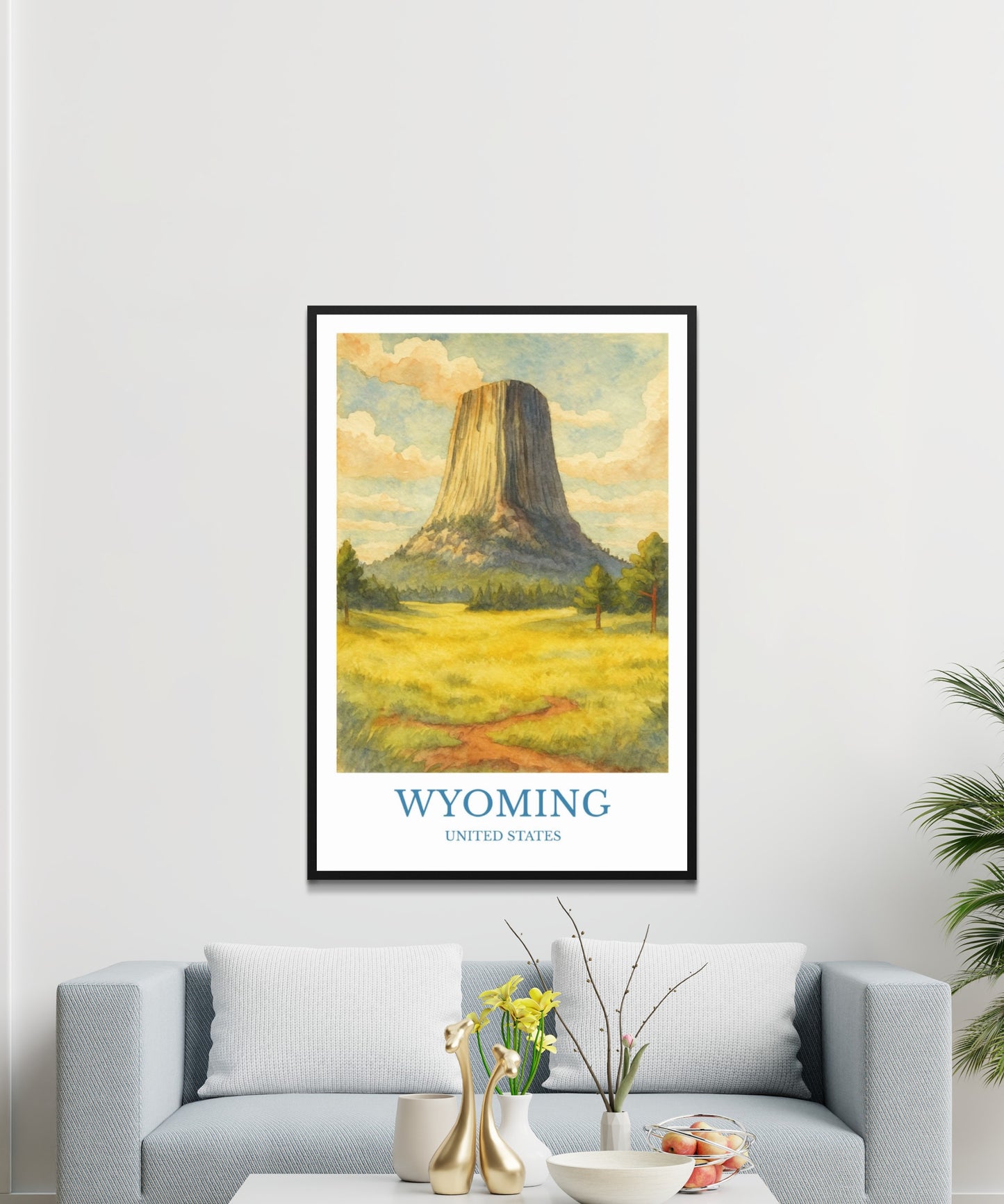 Wyoming, Watercolor design poster, United States Print, Wyoming Wall Art