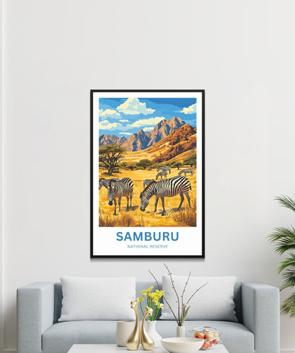 Samburu National Reserve Travel Poster - Wildlife and Adventure