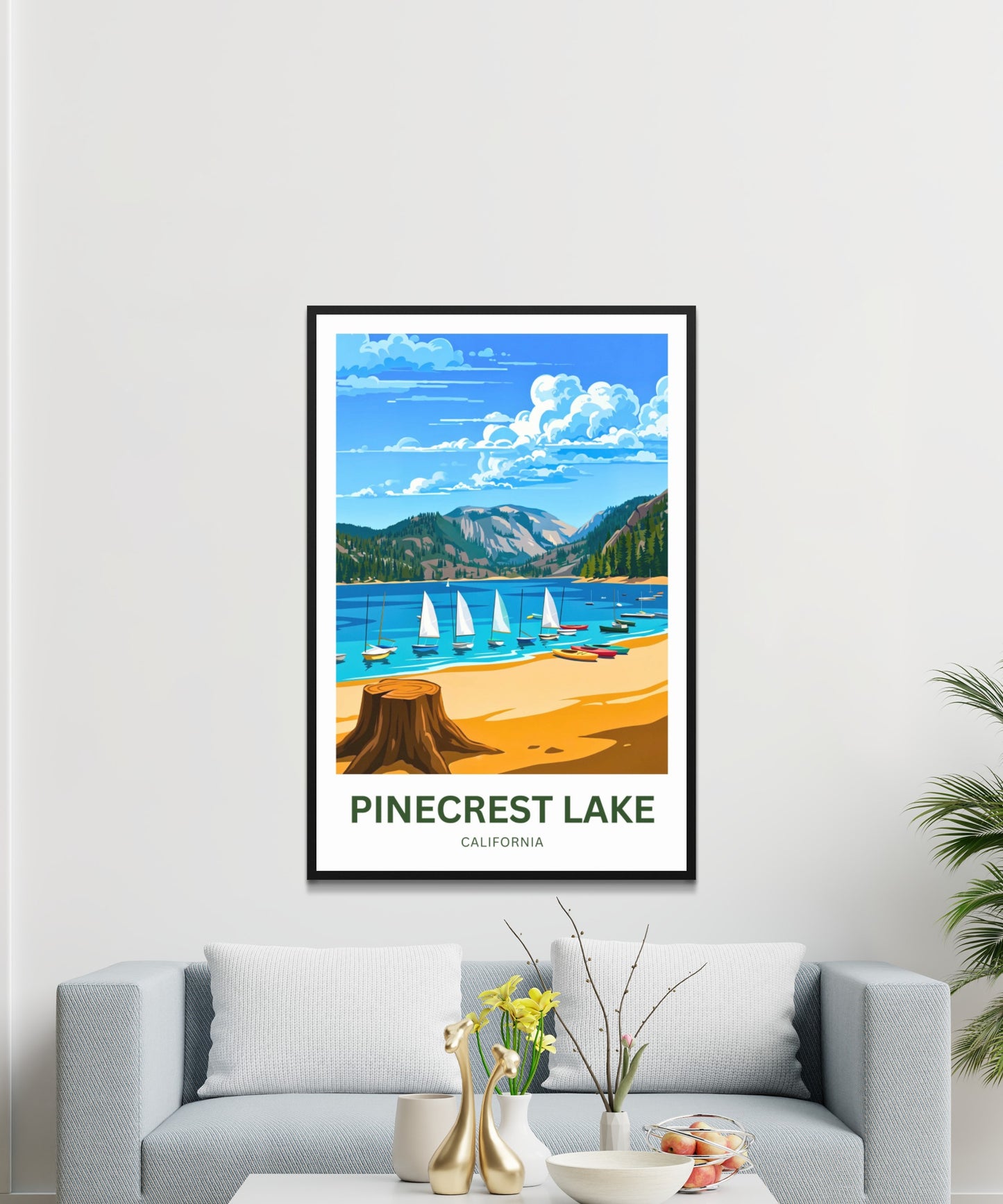 Pinecrest Lake Travel Poster - Mesmerizing Serene Lake and Mountain