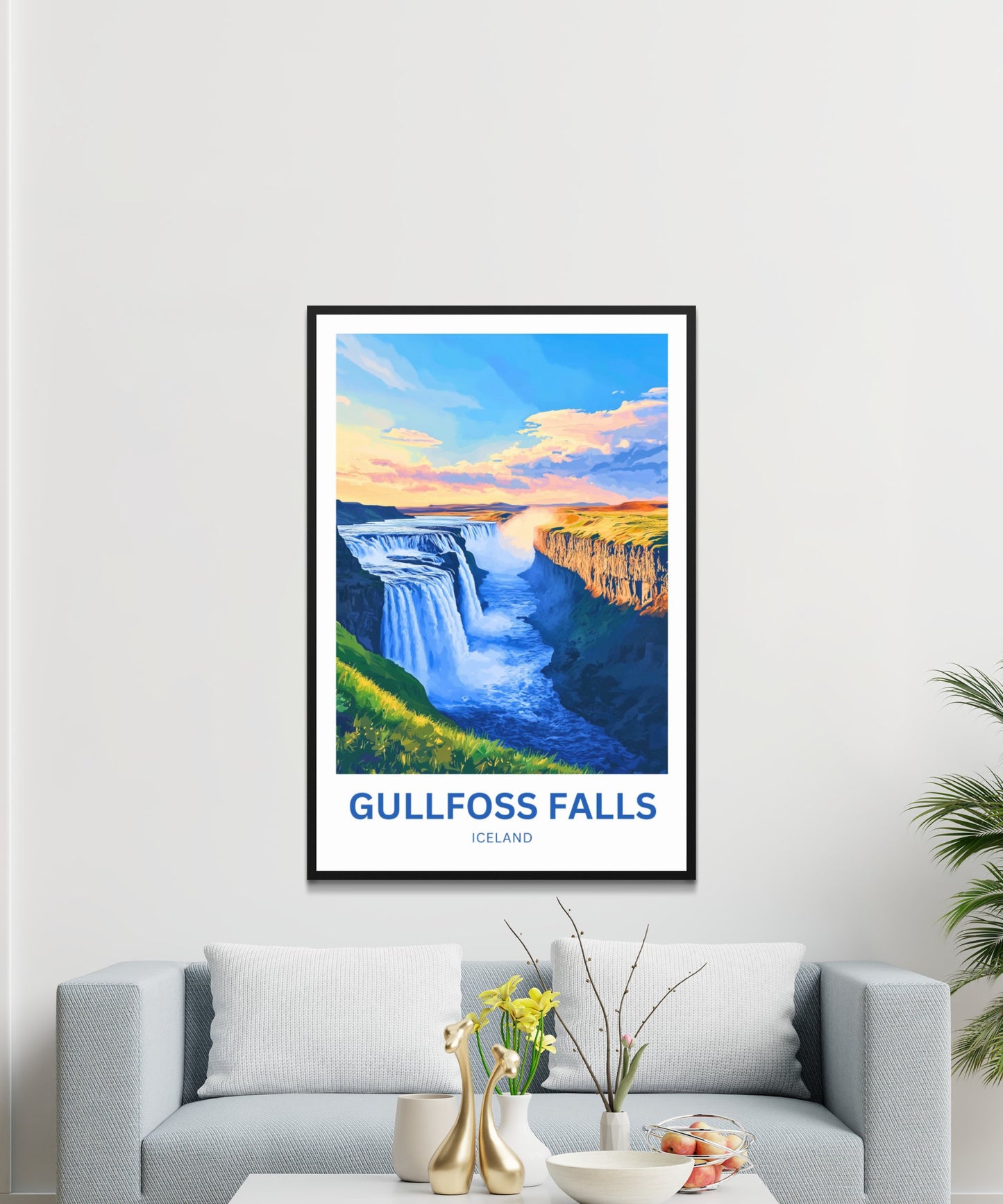Gullfoss Falls Travel Poster - Iceland Landscape