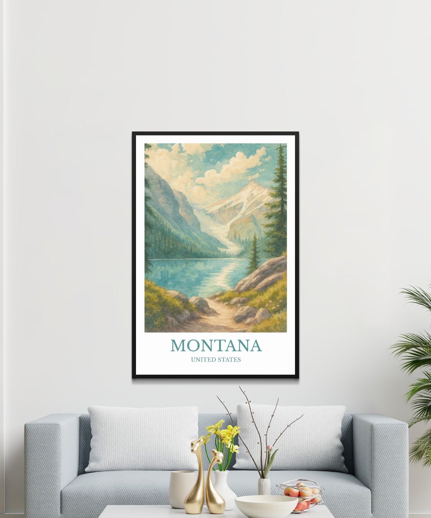 Montana, Watercolor design poster, Big Sky Print, Montana Wall Art