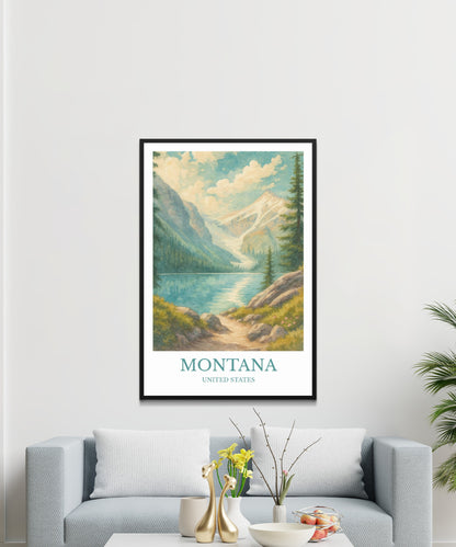 Montana, Watercolor design poster, Big Sky Print, Montana Wall Art