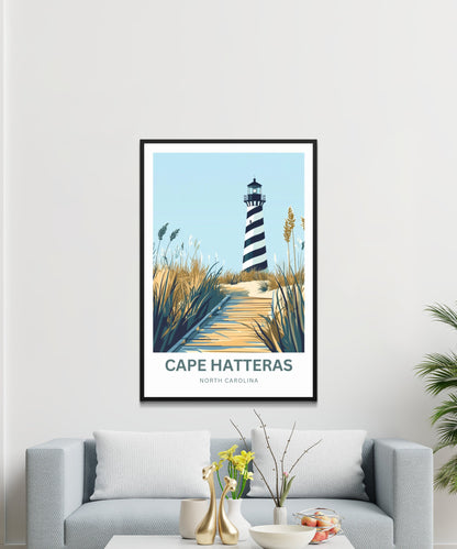 Cape Hatterras Travel Poster - Vibrant Coastal Wildlife