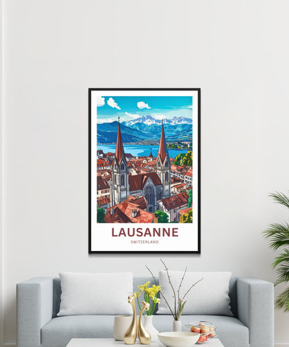 Lausanne Travel Poster- Swiss Elegance in Every View