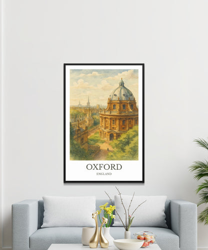 Oxford, Watercolor design poster, England Print, Oxford Wall Art