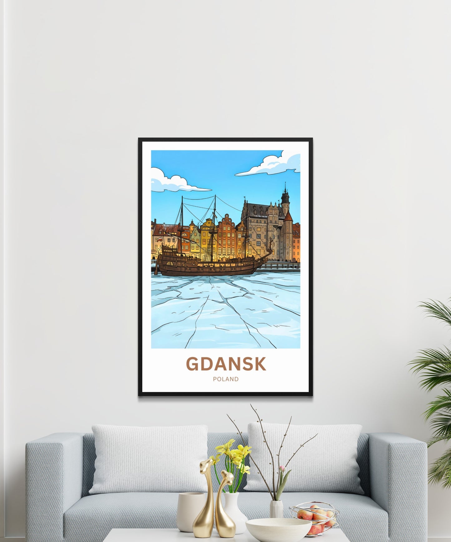 Gdańsk  Travel Poster - Frozen River Voyage