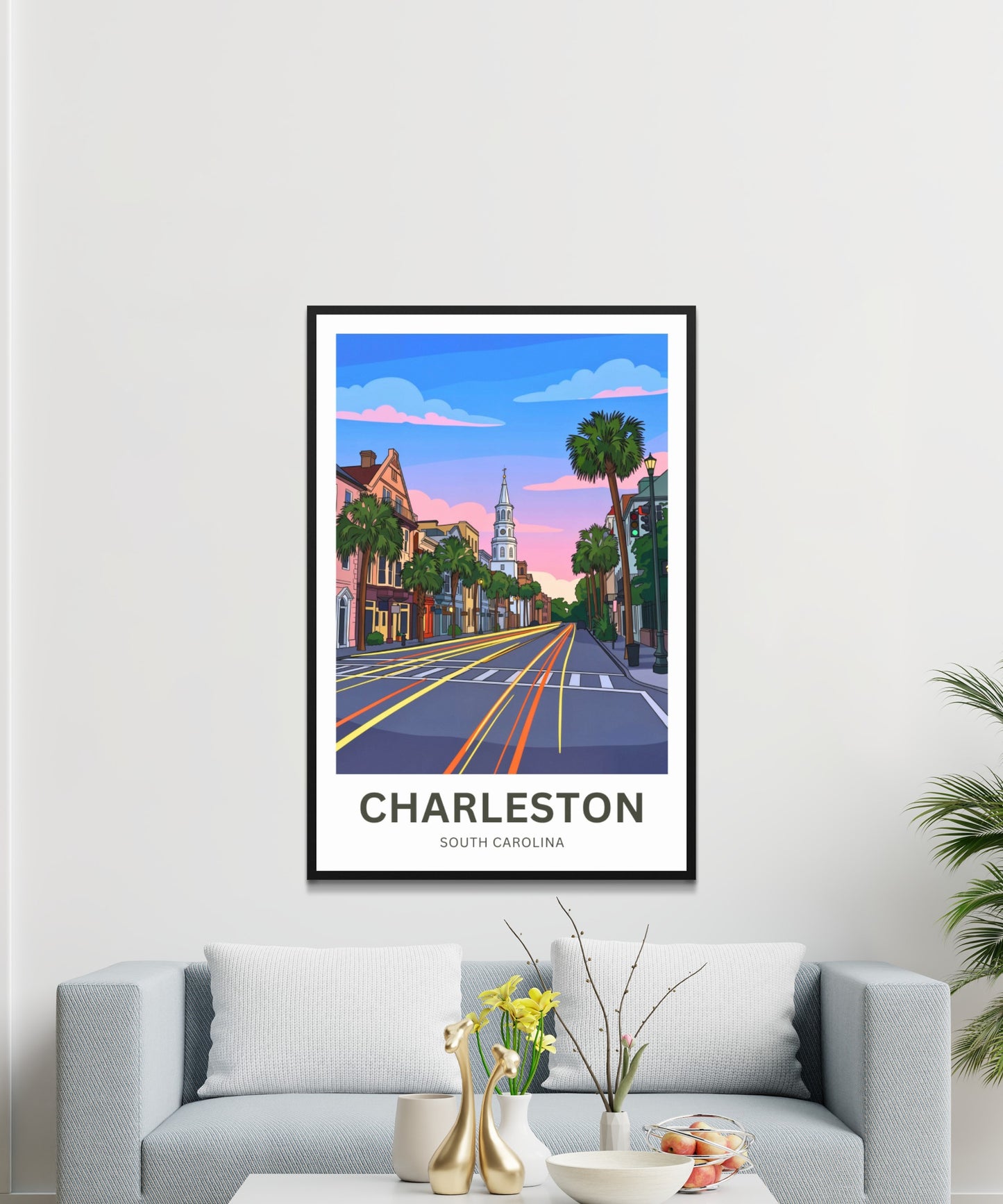 Charleston Historic District Travel Poster - Evening Glow