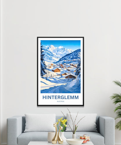 Hinterglemm Travel Poster - Captivating View of Australian Snowy Village