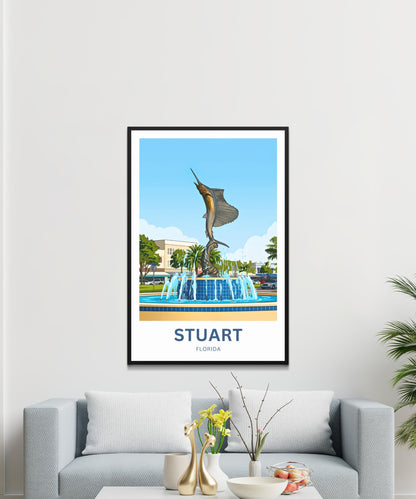 Stuart, Florida  Travel Poster - Where the Sailfish Rises