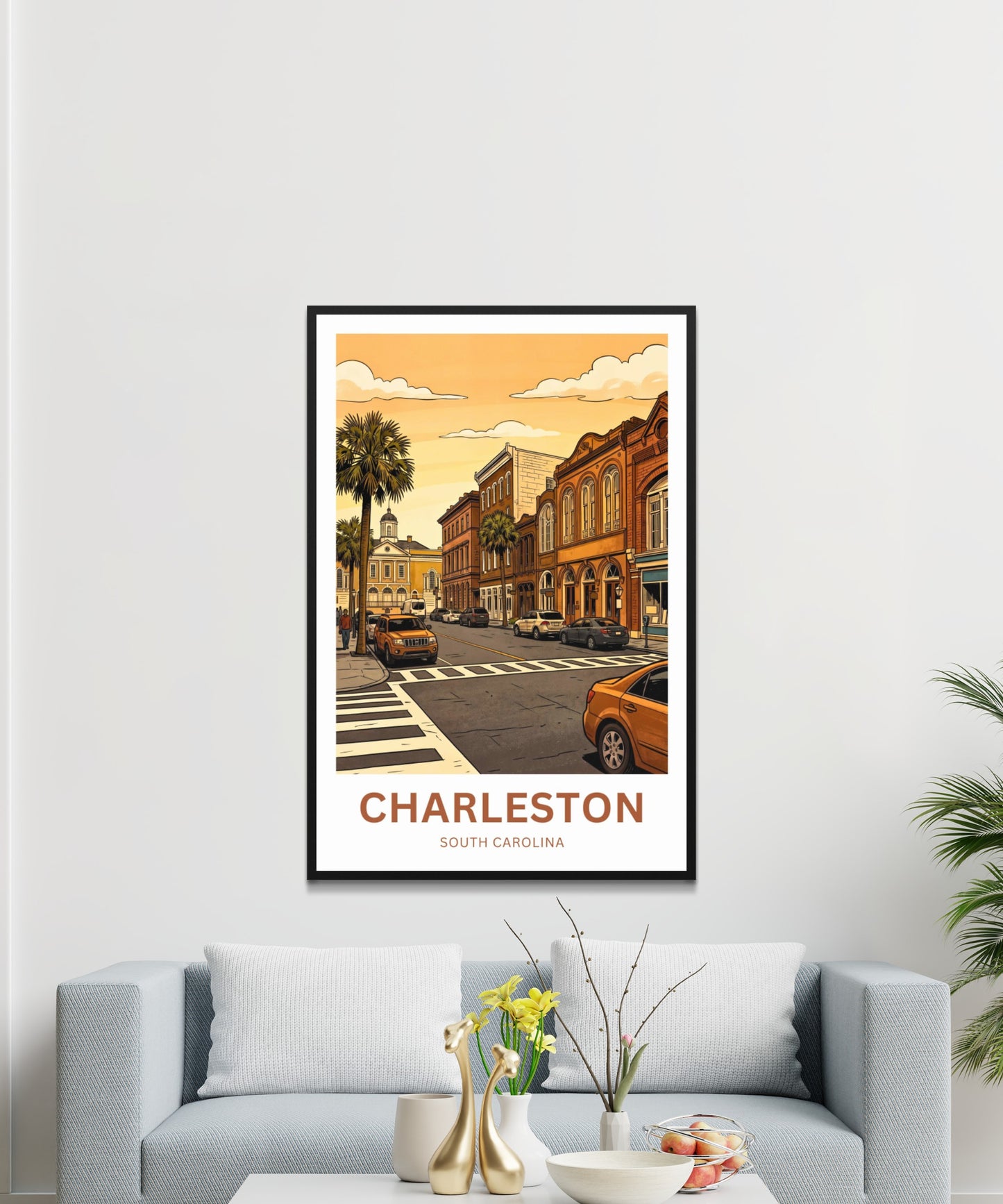 Charleston Historic District Travel Poster - Historic Street Scene