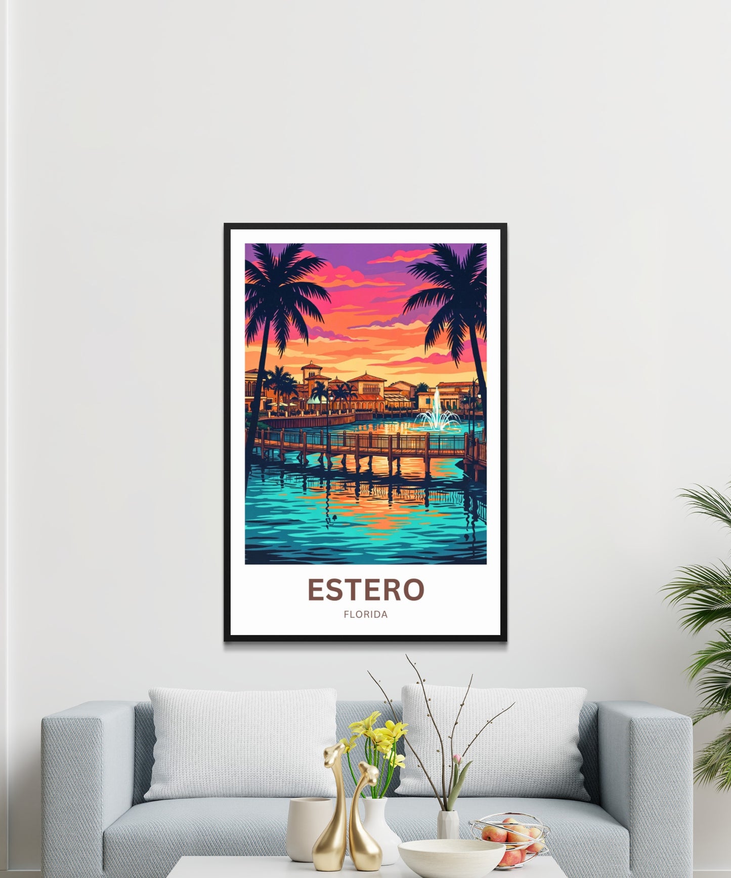 Estero Travel Poster - Florida Paradise at Dusk