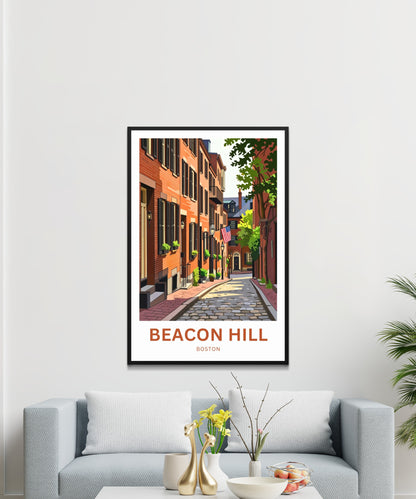 Beacon Hill Travel Poster -  Acorn Street Glow