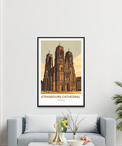 Strasbourg Cathedral Travel Poster - Historical Church of France