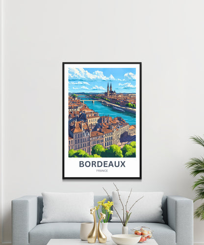 Bordeaux Travel Poster - Captivating View of France City River